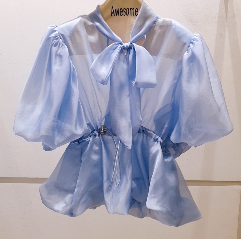 AWESOME-P韓國代購㊣女士新款休閑人氣熱賣襯衫蕾絲衫雪紡AWESOME-P襯衫/蕾絲衫圖色1