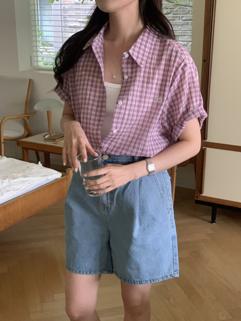 VENIR-a韓國代購㊣女裝新品真品人氣25春夏襯衫蕾絲衫格紋VENIR-a襯衫/蕾絲衫圖色3