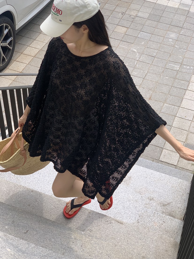 LOGARDEN東大門㊣代購女裝新品人氣時尚襯衫蕾絲衫斗篷蕾絲LO GARDEN襯衫/蕾絲衫圖色2