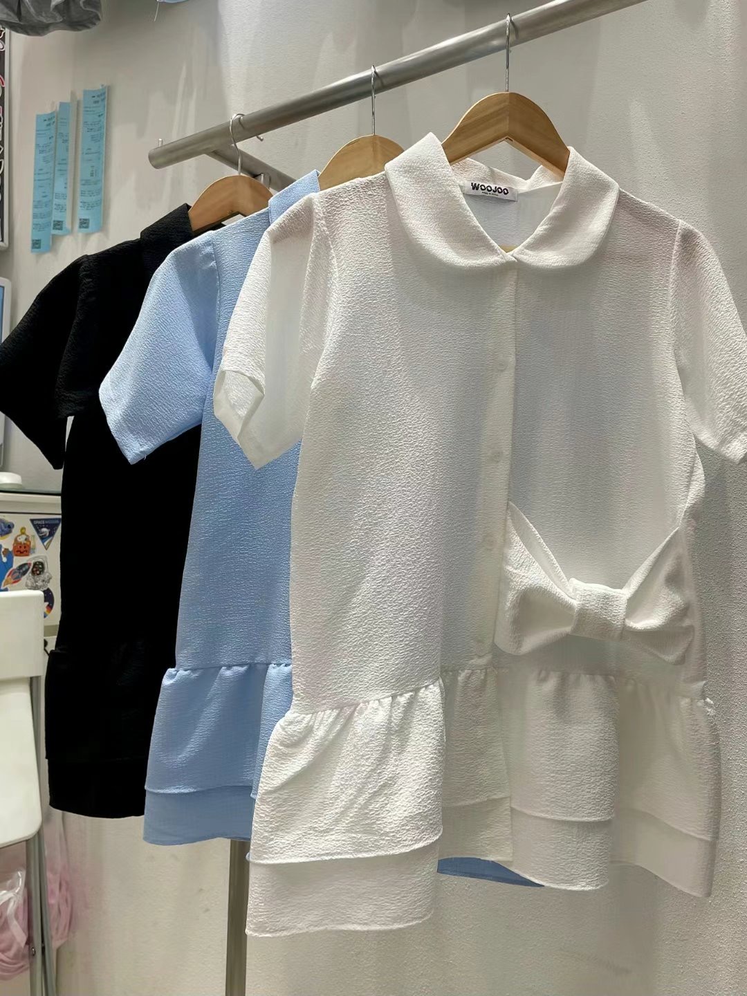 WOOJOO韓國代購㊣女士新品25春夏熱賣職業真品推薦襯衫蕾絲衫WOOJOO襯衫/蕾絲衫圖色2左二色