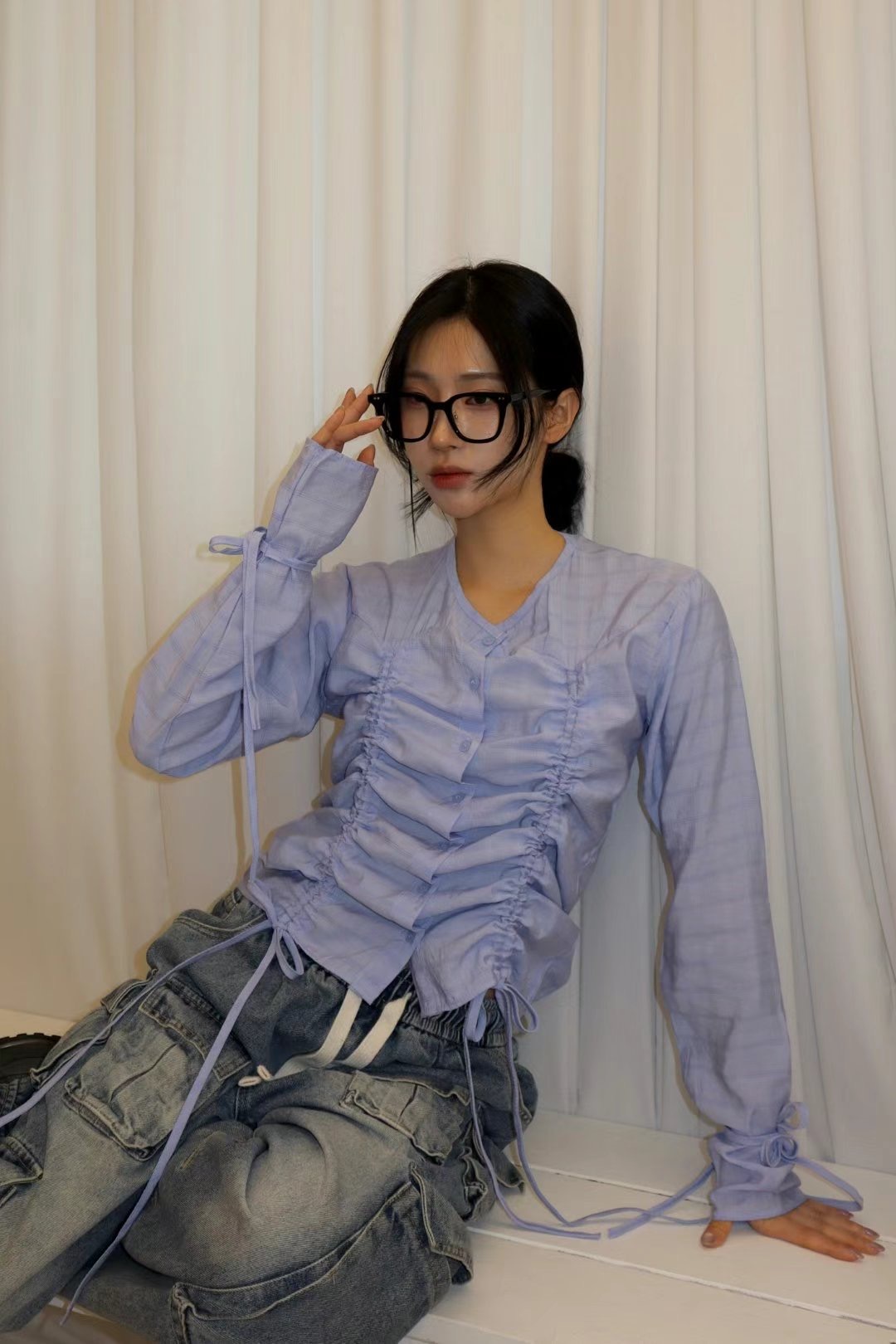 WOOJOO東大門㊣實拍女裝新品真品熱賣休閑時尚推薦襯衫蕾絲衫WOOJOO襯衫/蕾絲衫