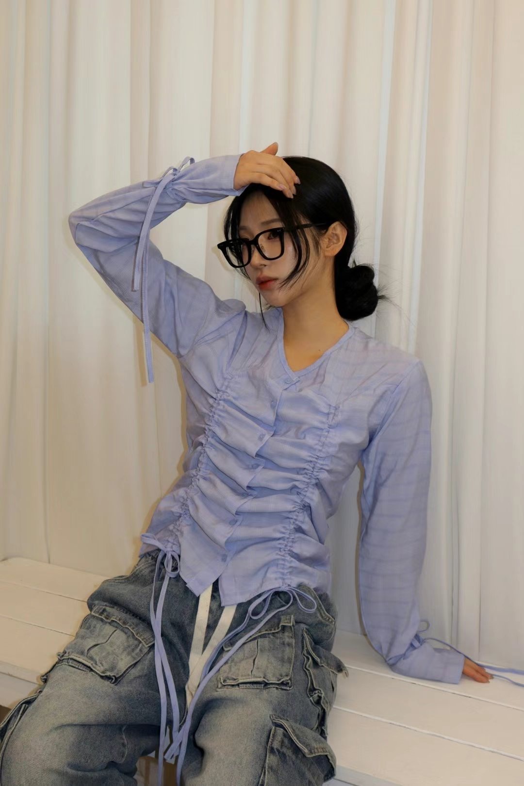 WOOJOO東大門㊣實拍女裝新品真品熱賣休閑時尚推薦襯衫蕾絲衫WOOJOO襯衫/蕾絲衫