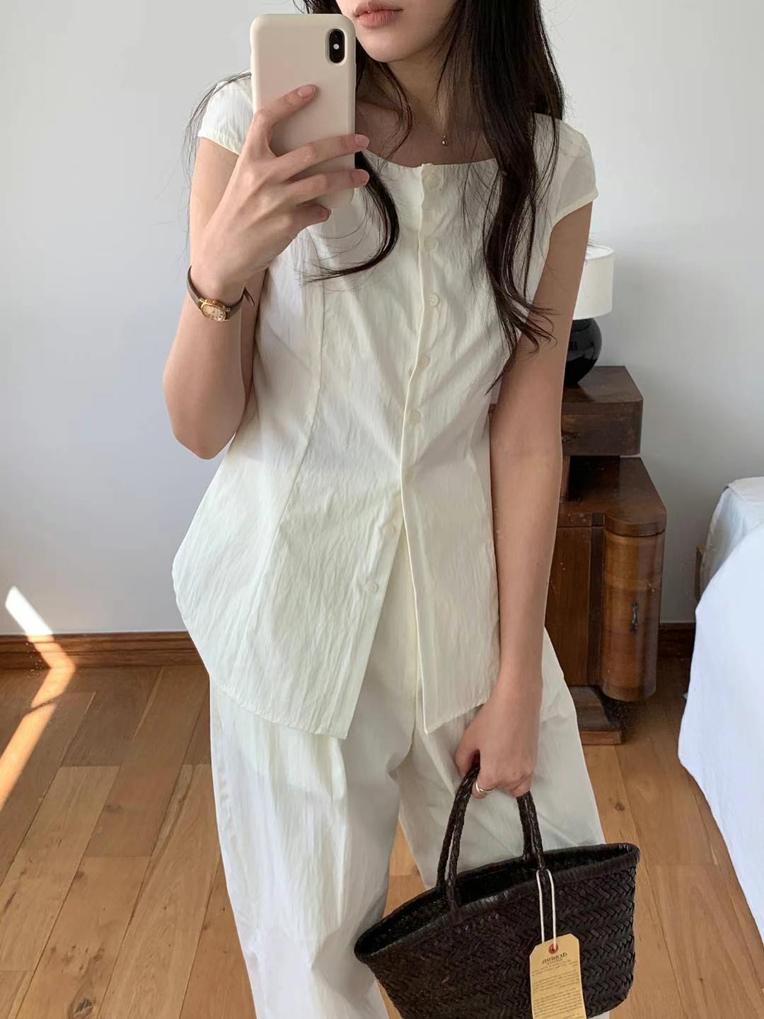 SATURDAY東大門㊣代購女裝新品人氣職業推薦時尚襯衫蕾絲衫SATURDAY襯衫/蕾絲衫圖色2奶油色