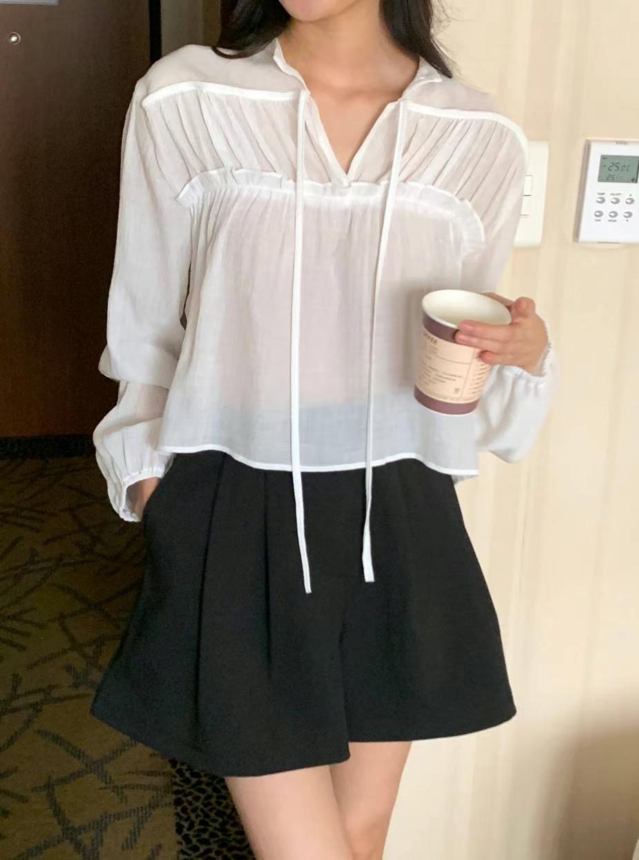 BLUSHER韓國代購㊣女士新品休閑人氣25春夏推薦熱賣襯衫蕾絲衫BLUSHER襯衫/蕾絲衫