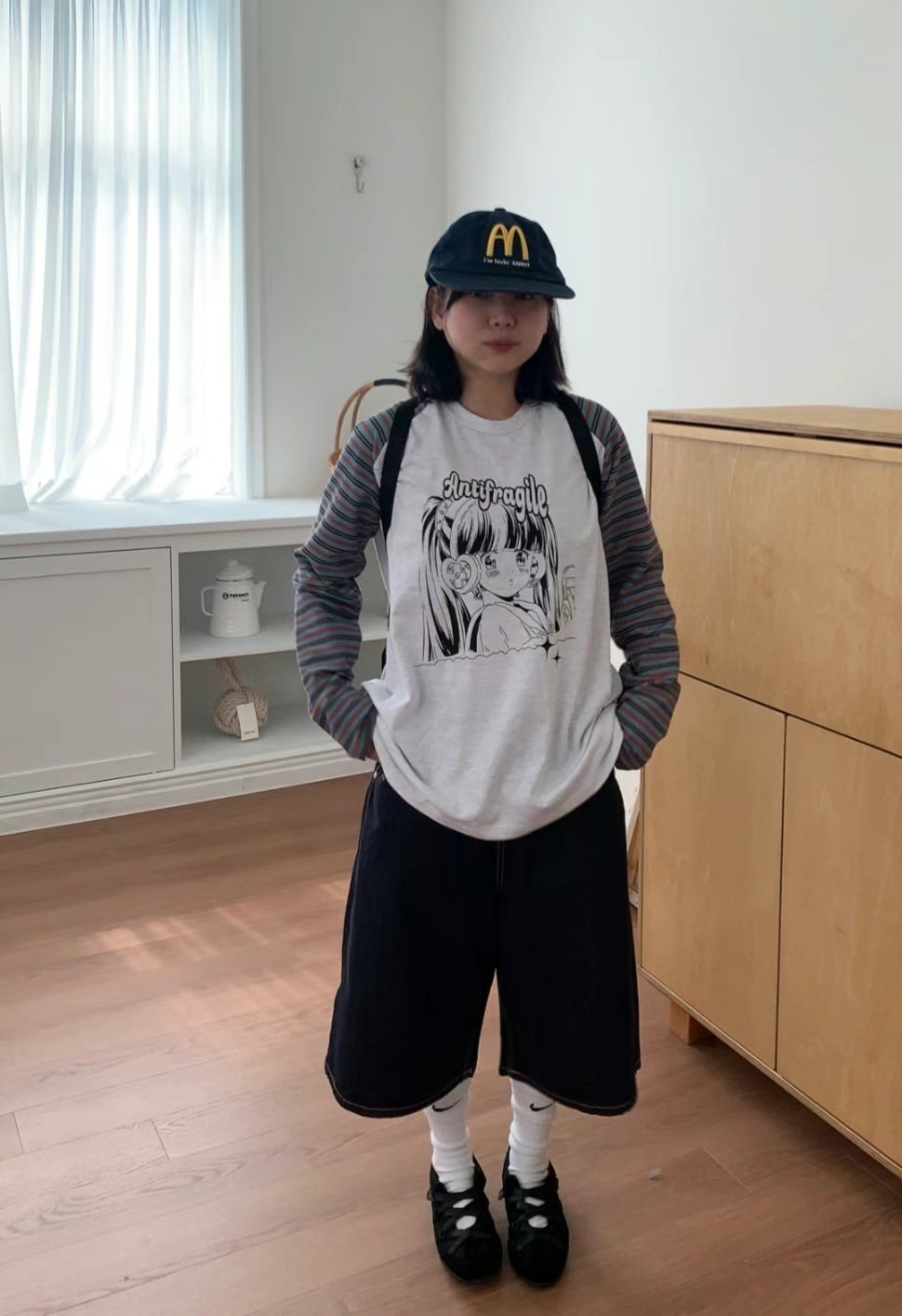WOOJOO韓國直郵㊣女裝新款推薦時尚人氣休閑真品長袖T恤復古WOOJOO長袖T恤