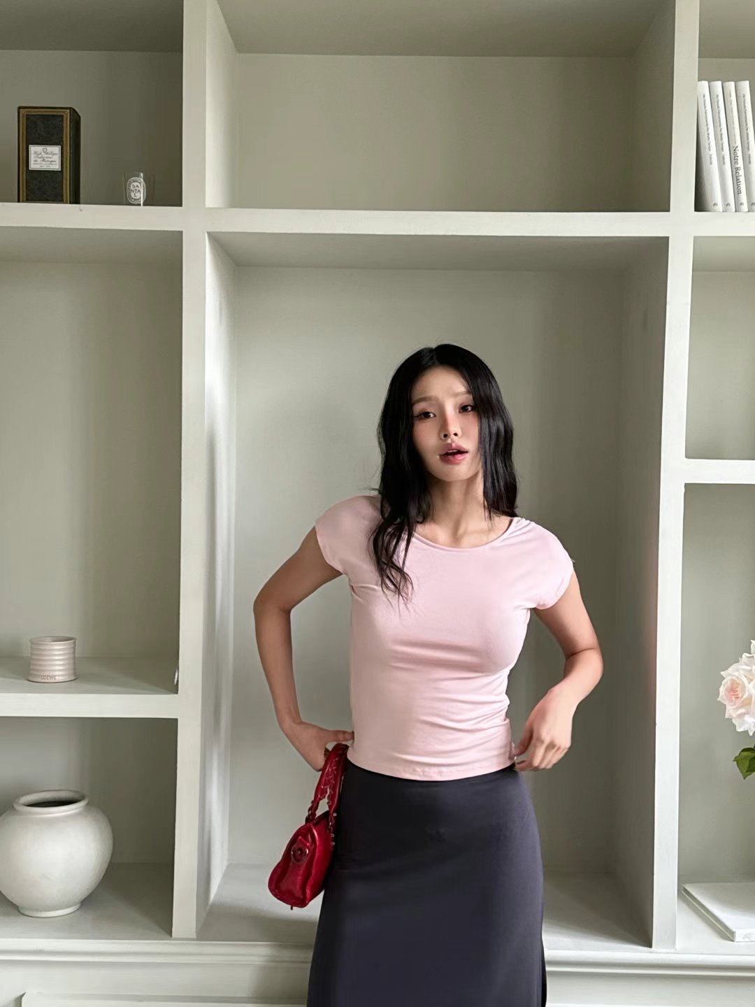 POPO韓國直郵㊣女裝新款時尚推薦25春夏職業真品人氣熱賣T恤POPOT恤圖色2