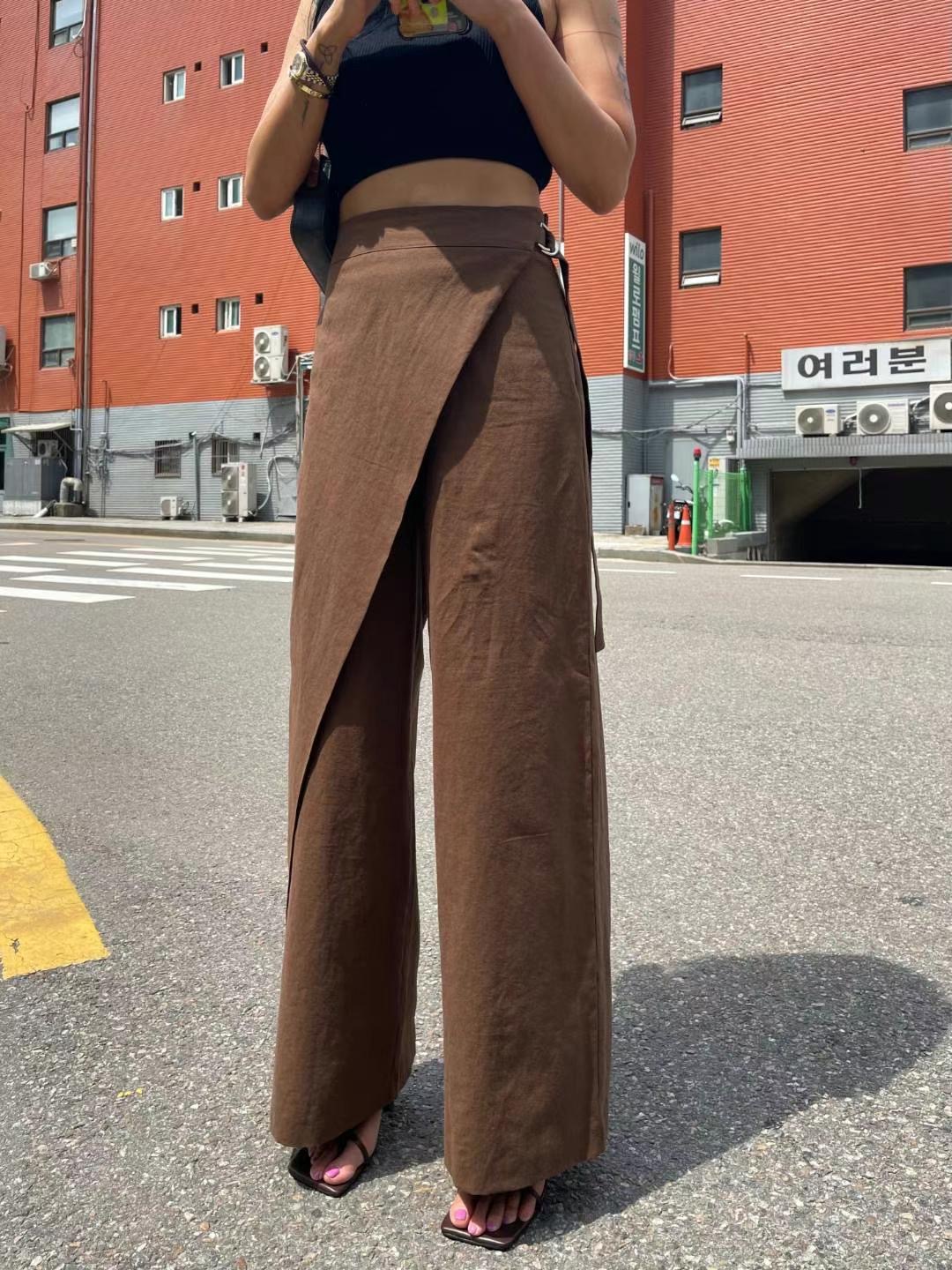 TINT東大門㊣實拍女裝新品職業推薦休閑熱賣時尚裙褲亞麻布TINT裙褲圖色1