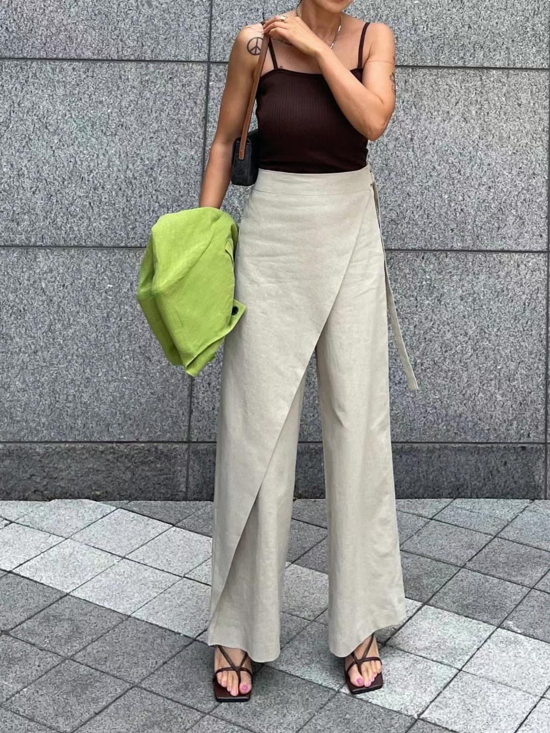 TINT東大門㊣實拍女裝新品職業推薦休閑熱賣時尚裙褲亞麻布TINT裙褲圖色2