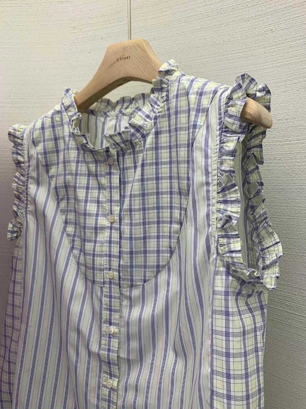 J-STORY東大門㊣直郵女士新品職業熱賣25春夏襯衫蕾絲衫格紋J-STORY襯衫/蕾絲衫
