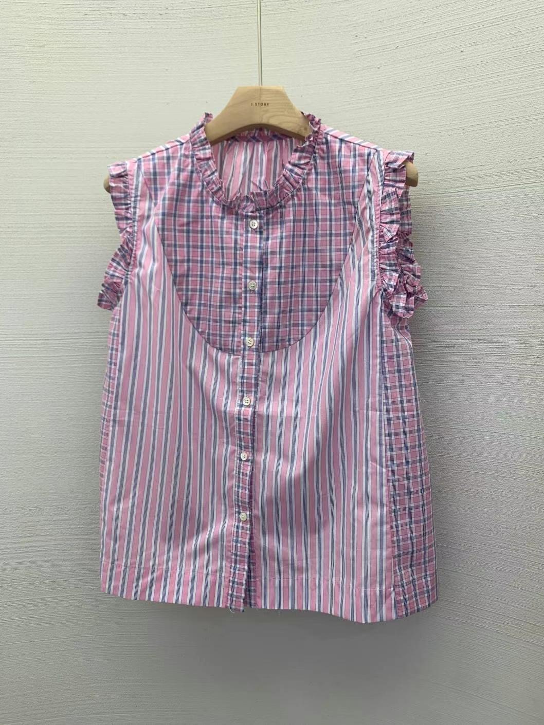 J-STORY東大門㊣直郵女士新品職業熱賣25春夏襯衫蕾絲衫格紋J-STORY襯衫/蕾絲衫圖色1