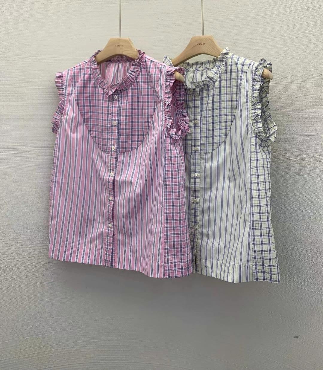 J-STORY東大門㊣直郵女士新品職業熱賣25春夏襯衫蕾絲衫格紋J-STORY襯衫/蕾絲衫圖色2左二色