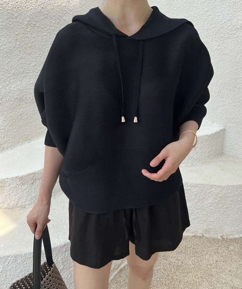 DEMAR東大門㊣直郵女士新品25春夏真品休閑時尚衛衣連帽衫褶皺DEMAR衛衣圖色2