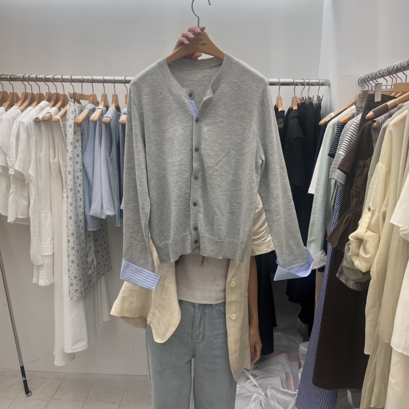 DRESS ROOM東大門㊣直郵女裝新款真品時尚熱賣25春夏針織衫條紋DRESS ROOM針織衫