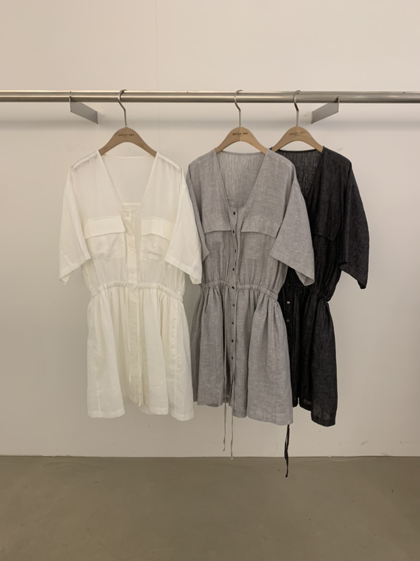 UNDER KEY韓國代購㊣女士新品推薦熱賣真品25春夏連衣裙亞麻布UNDER KEY連衣裙