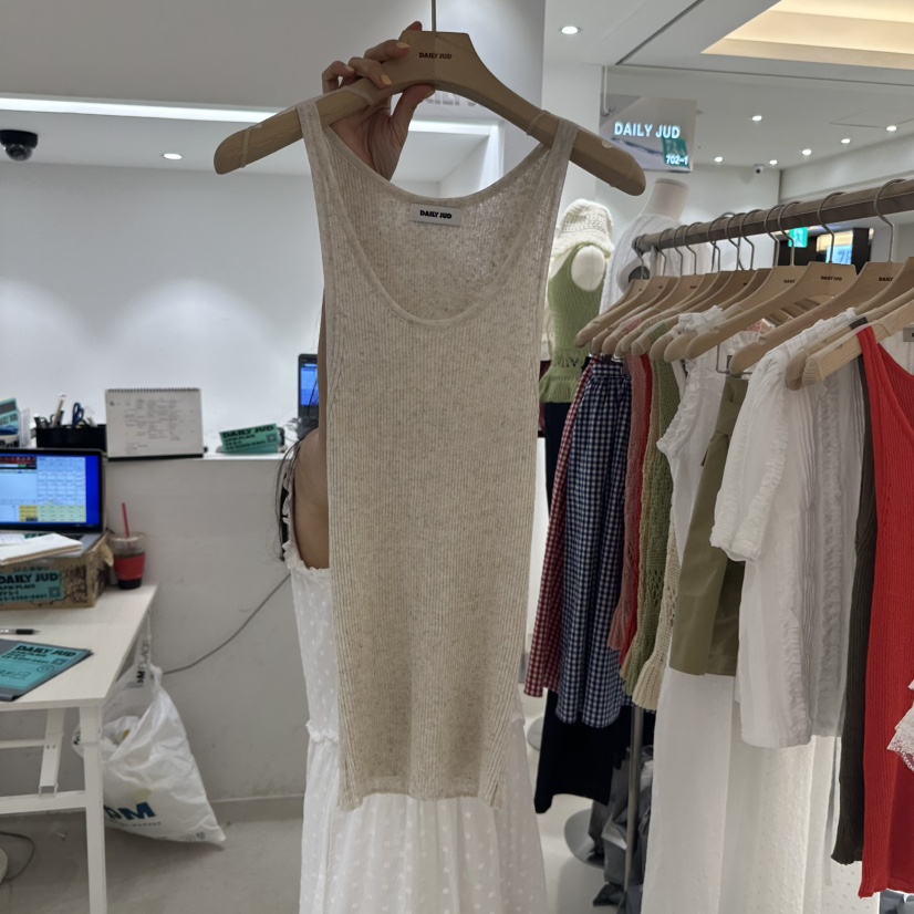 DAILYJUD東大門㊣實拍女裝新款職業熱賣人氣真品吊帶背心亞麻DAILY JUD吊帶/背心圖色1