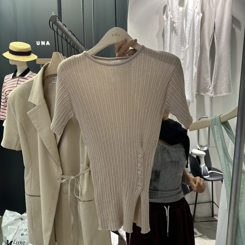 UNA/THE MAY東大門㊣實拍女裝新品人氣25春夏休閑針織衫紐扣THEMAY/UNA針織衫