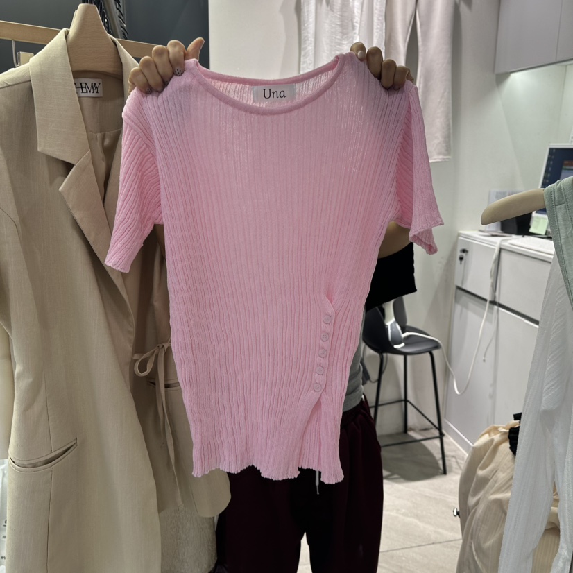 UNA/THE MAY東大門㊣實拍女裝新品人氣25春夏休閑針織衫紐扣THEMAY/UNA針織衫圖色3