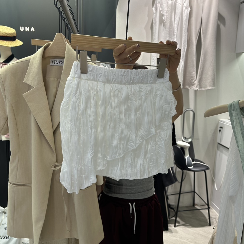 UNA/THE MAY韓國直郵㊣女裝新品真品休閑25春夏裙褲百褶緞面THEMAY/UNA裙褲