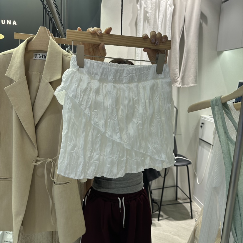 UNA/THE MAY韓國直郵㊣女裝新品真品休閑25春夏裙褲百褶緞面THEMAY/UNA裙褲