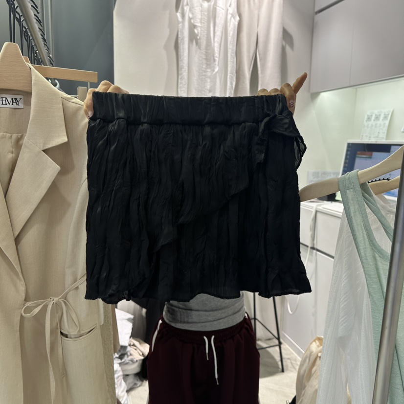 UNA/THE MAY韓國直郵㊣女裝新品真品休閑25春夏裙褲百褶緞面THEMAY/UNA裙褲圖色2