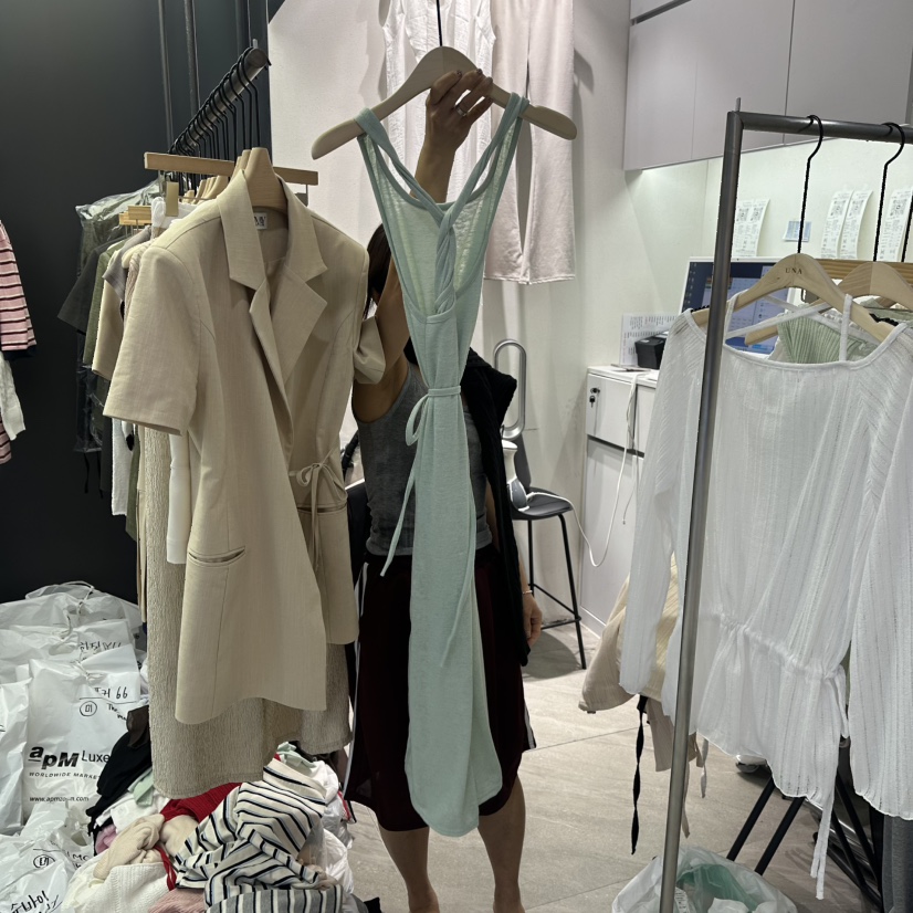UNA/THE MAY韓國代購㊣女士新品時尚職業休閑連衣裙含腰帶THEMAY/UNA連衣裙