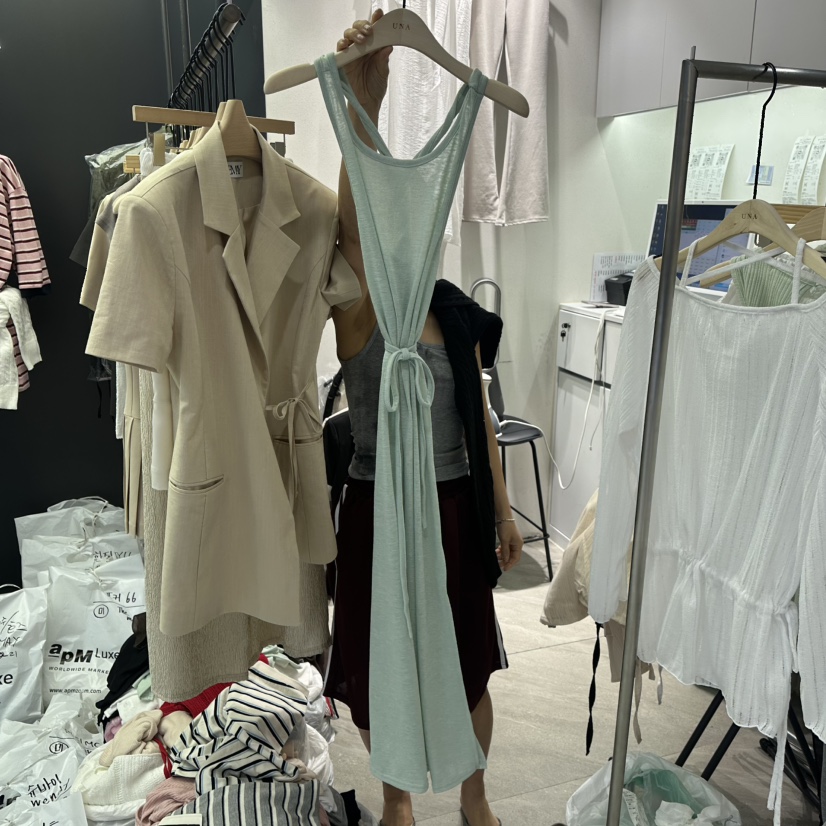 UNA/THE MAY韓國代購㊣女士新品時尚職業休閑連衣裙含腰帶THEMAY/UNA連衣裙