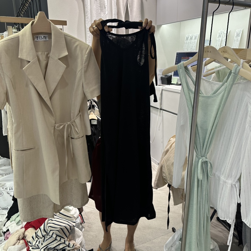 UNA/THE MAY韓國代購㊣女士新品時尚職業休閑連衣裙含腰帶THEMAY/UNA連衣裙圖色2