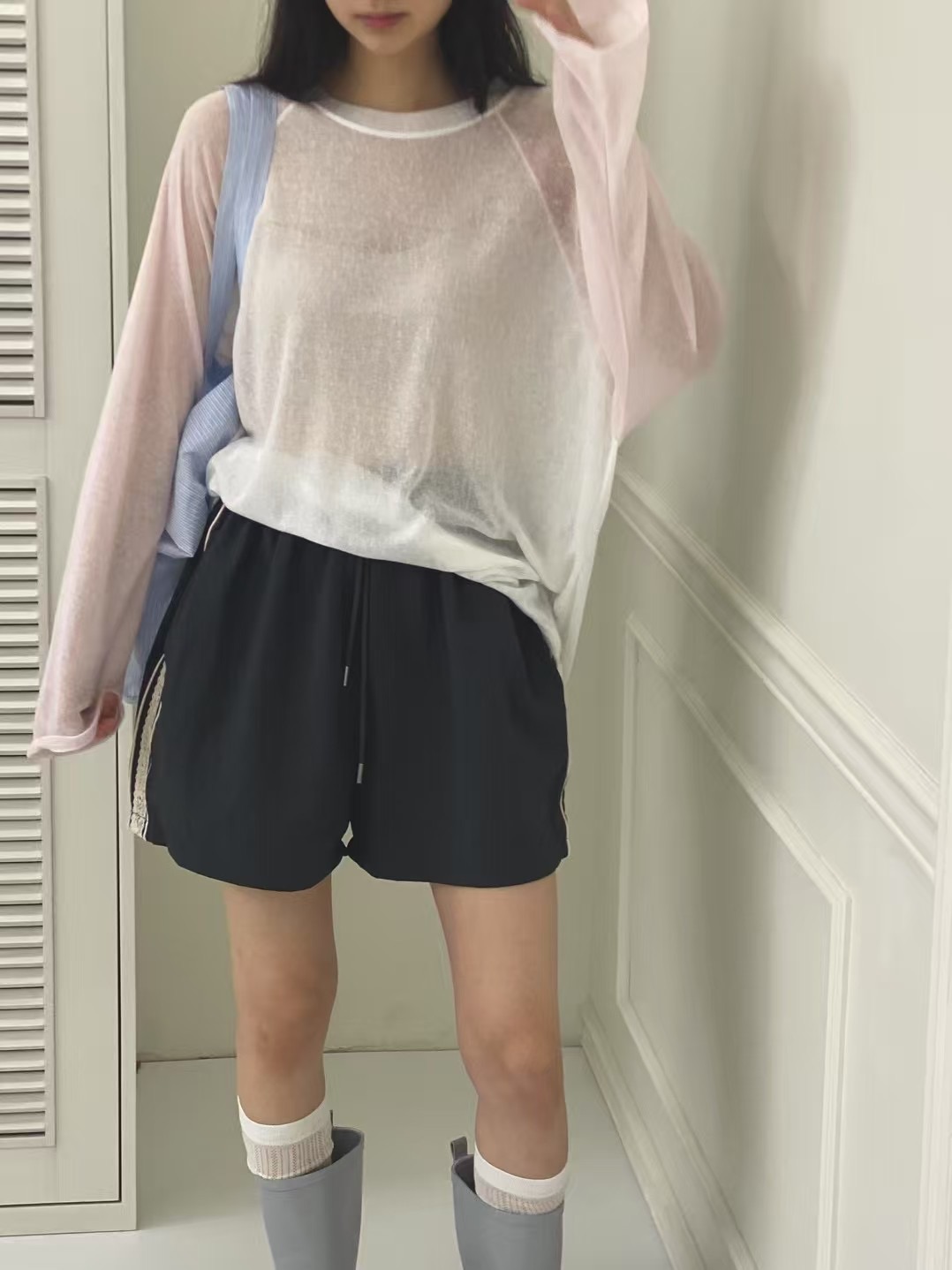 ONTHEMOOD東大門㊣實拍女士新款休閑職業真品時尚熱賣25春夏短褲RIPPLE短褲圖色3