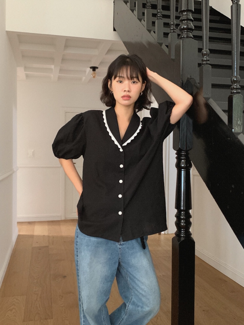 SLAT東大門㊣實拍女裝新品職業休閑25春夏時尚真品襯衫蕾絲衫SLAT襯衫/蕾絲衫