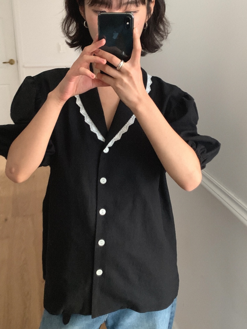 SLAT東大門㊣實拍女裝新品職業休閑25春夏時尚真品襯衫蕾絲衫SLAT襯衫/蕾絲衫