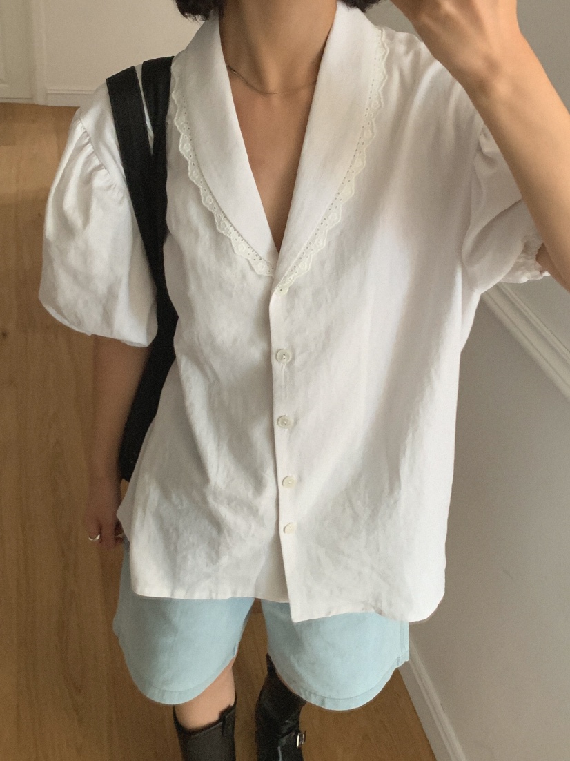 SLAT東大門㊣實拍女裝新品職業休閑25春夏時尚真品襯衫蕾絲衫SLAT襯衫/蕾絲衫