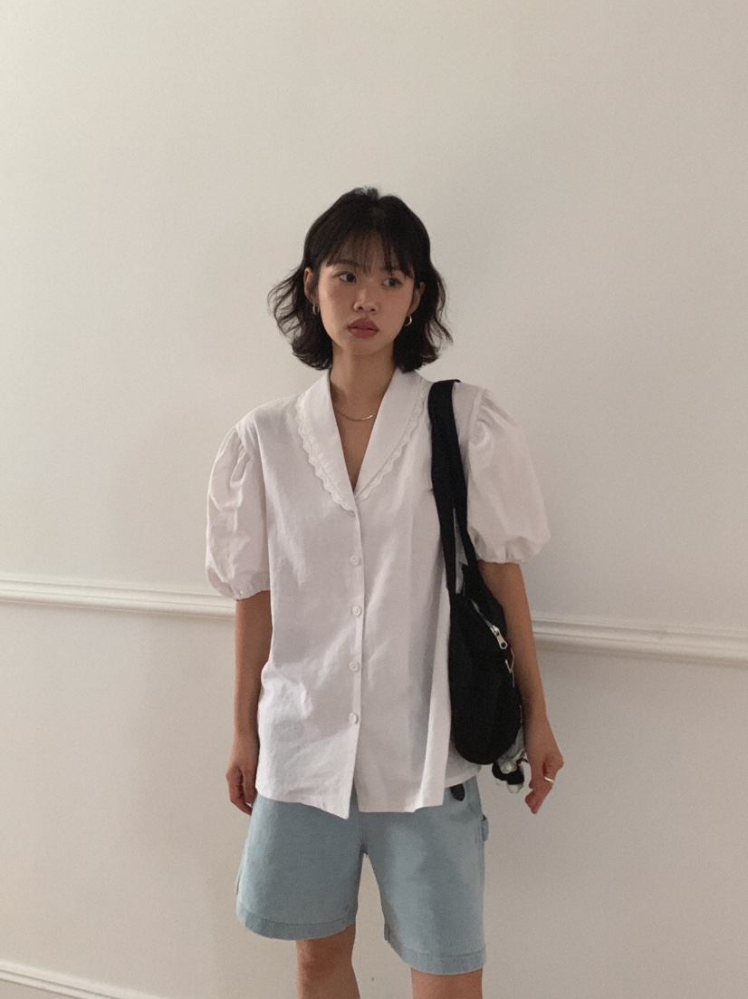 SLAT東大門㊣實拍女裝新品職業休閑25春夏時尚真品襯衫蕾絲衫SLAT襯衫/蕾絲衫