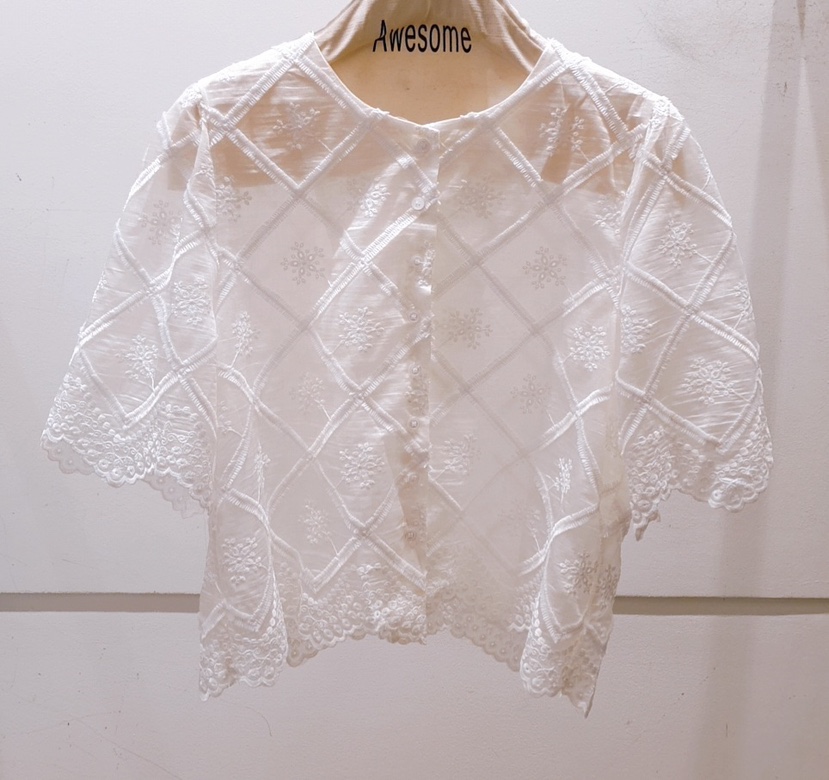 AWESOME-P韓國代購㊣女士新款人氣真品25春夏時尚襯衫蕾絲衫AWESOME-P襯衫/蕾絲衫