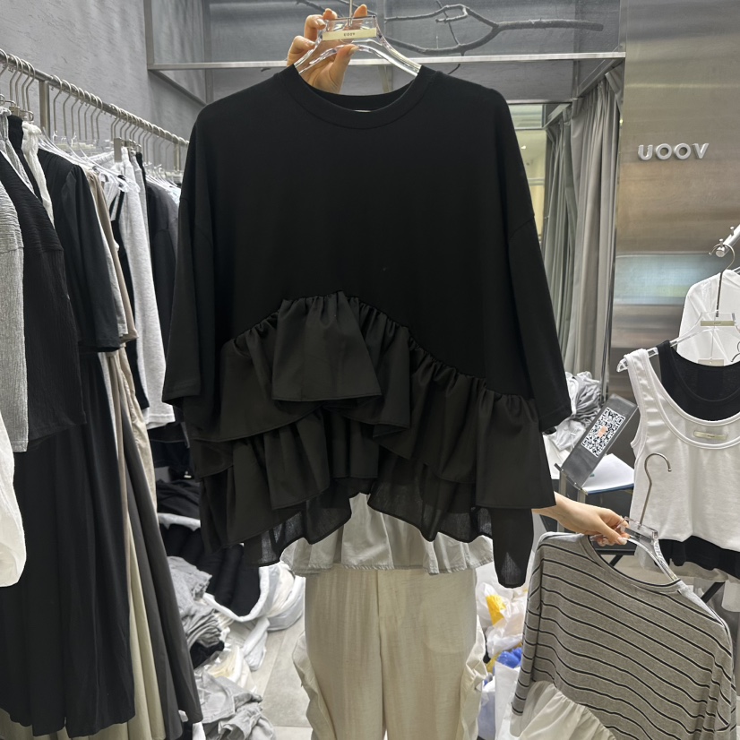 UOOV東大門㊣實拍女士新品25春夏休閑時尚推薦熱賣職業長袖T恤UOOV長袖T恤圖色3
