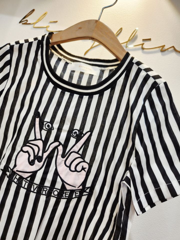 BLING BLING-S韓國直郵㊣女裝新品真品職業熱賣推薦T恤刺繡BLING BLING-ST恤