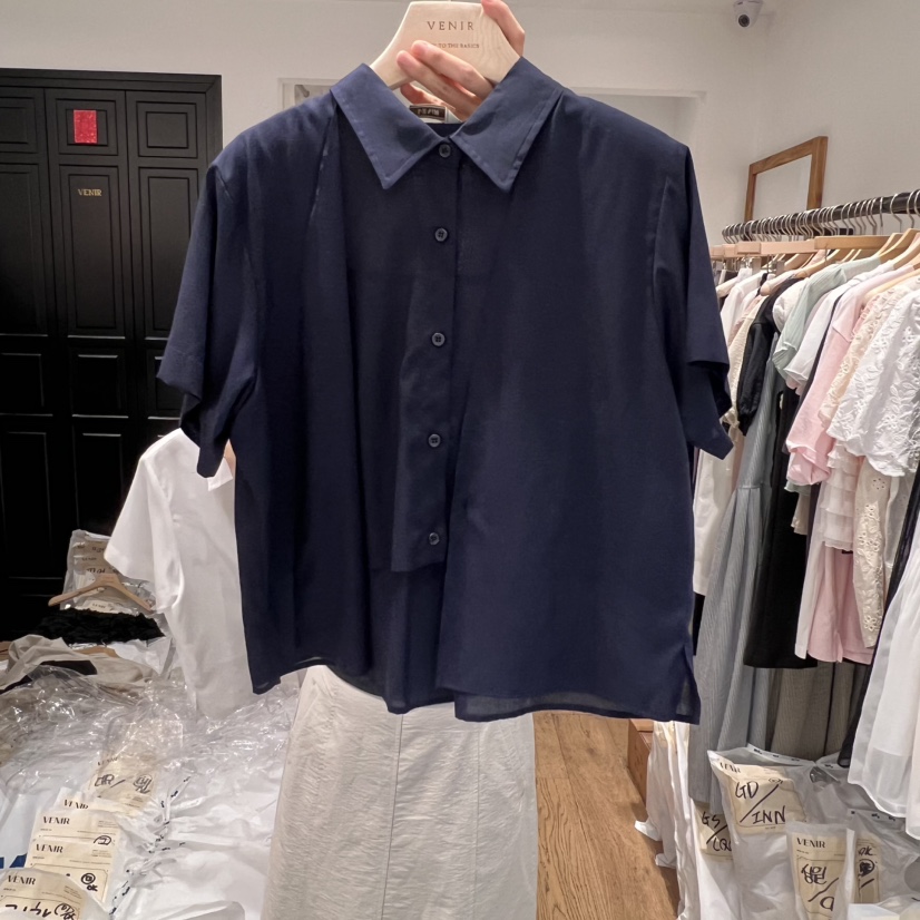VENIR-a東大門㊣代購女裝新品真品時尚職業襯衫蕾絲衫短款VENIR-a襯衫/蕾絲衫圖色2