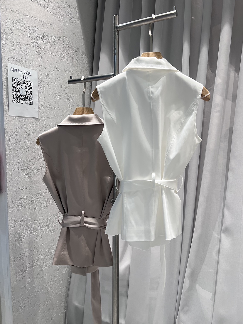 CLOTH韓國代購㊣女裝新品人氣真品時尚休閑熱賣25春夏馬甲含腰帶CLOTH馬甲