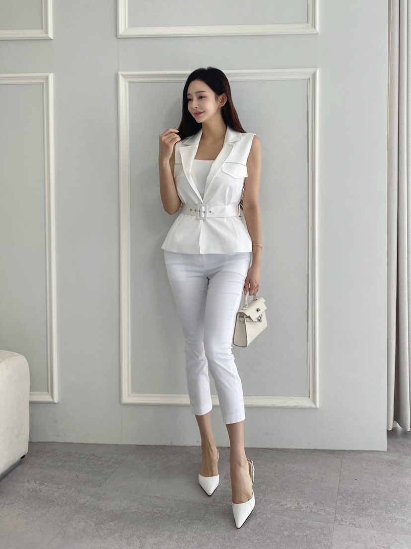 CLOTH韓國代購㊣女裝新品人氣真品時尚休閑熱賣25春夏馬甲含腰帶CLOTH馬甲