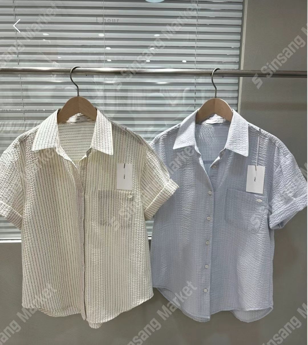 I_HOUR東大門㊣代購女士新款時尚25春夏人氣休閑襯衫蕾絲衫i hour襯衫/蕾絲衫圖色2左二色