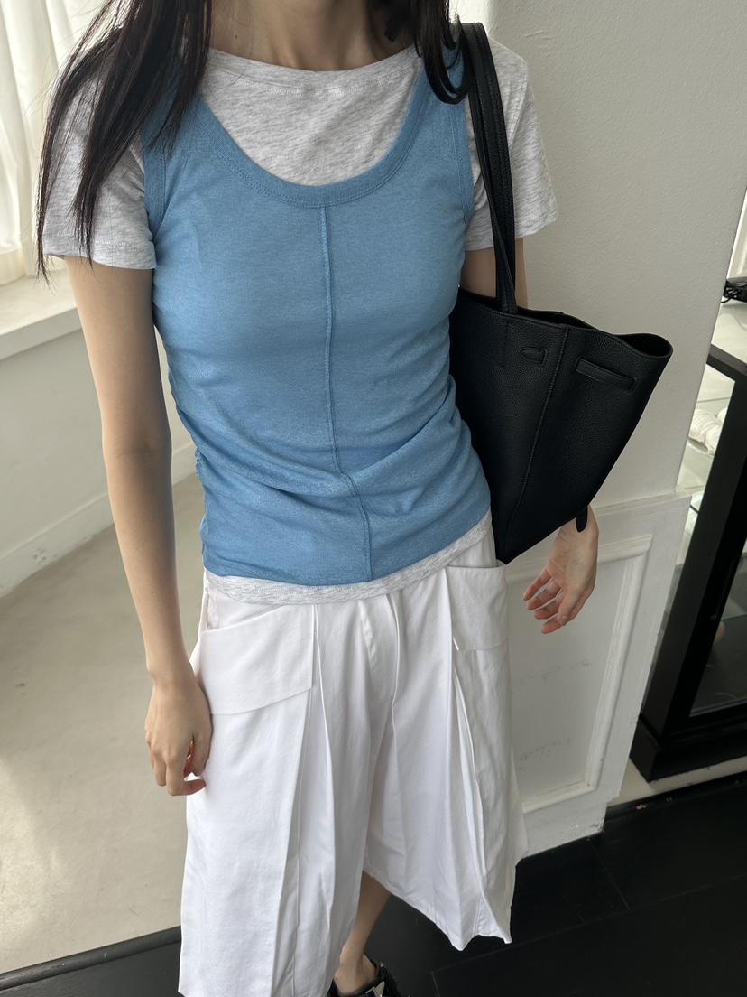 BOWIE東大門㊣代購女裝新款推薦25春夏休閑時尚吊帶背心褶皺BOWIE吊帶/背心