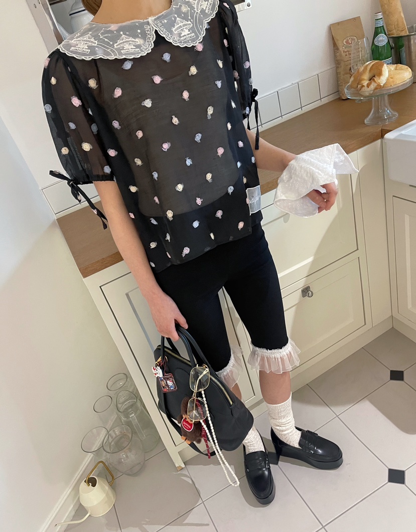 BOUTIQUE-L東大門㊣實拍女裝新品時尚真品25春夏襯衫蕾絲衫絨BOUTIQUE-L襯衫/蕾絲衫圖色1