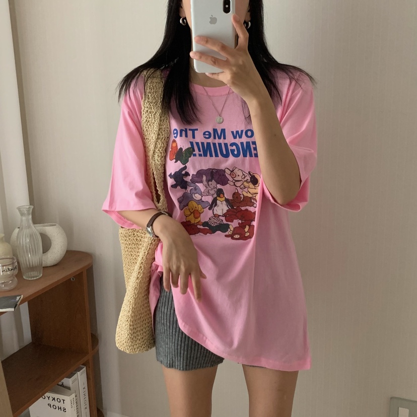 FROMJINI東大門㊣實拍女士新款25春夏休閑職業推薦人氣T恤鵝FROMJINIT恤圖色1