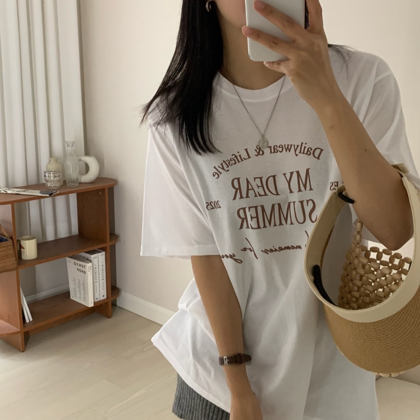 HELLO JINI韓國直郵㊣女士新品休閑時尚25春夏職業人氣T恤HELLO JINIT恤