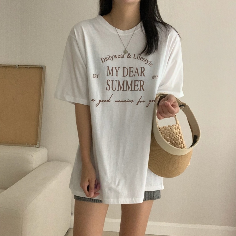 HELLO JINI韓國直郵㊣女士新品休閑時尚25春夏職業人氣T恤HELLO JINIT恤圖色2