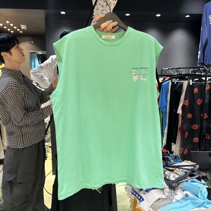 CHAVI韓國代購㊣女士新款時尚職業人氣休閑推薦T恤不含腰帶CHAVIT恤圖色2