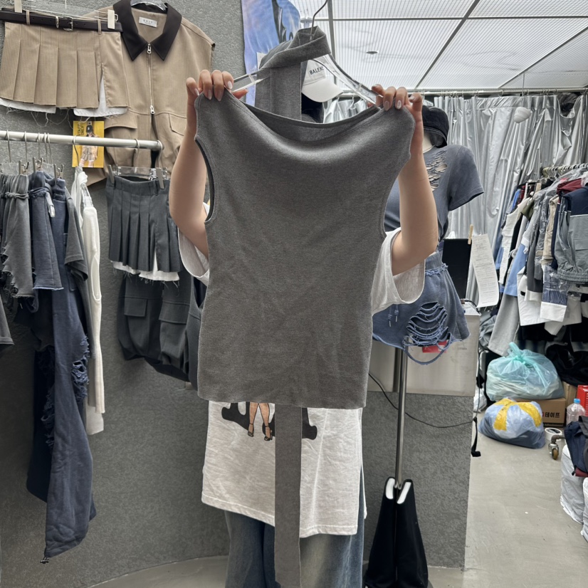 EXIT東大門㊣實拍女裝新款熱賣休閑時尚人氣吊帶背心含圍巾EXIT吊帶/背心圖色2