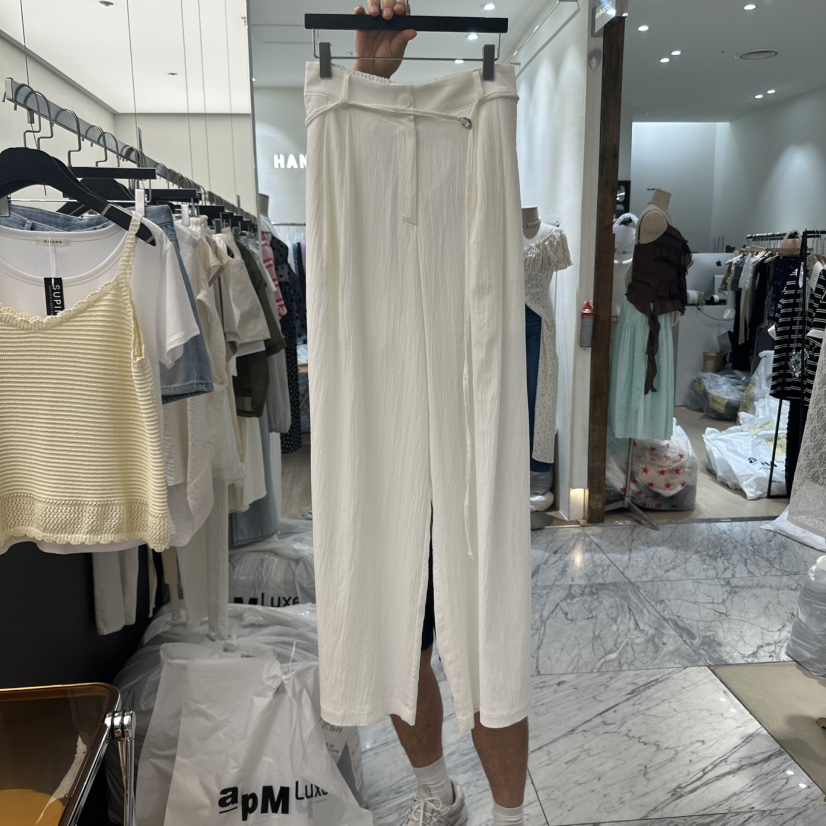 MOANA東大門㊣直郵女裝新款25春夏真品時尚熱賣休閑褲含腰繩MOANA休閑褲圖色1