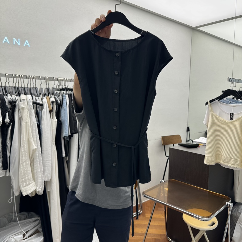 MOANA韓國直郵㊣女裝新品熱賣25春夏休閑推薦襯衫蕾絲衫含腰繩MOANA襯衫/蕾絲衫圖色2