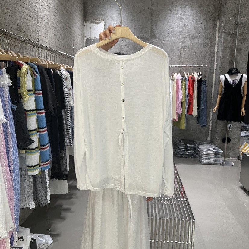 JUNI韓國代購㊣女士新品25春夏職業時尚熱賣真品人氣長袖T恤my juni長袖T恤