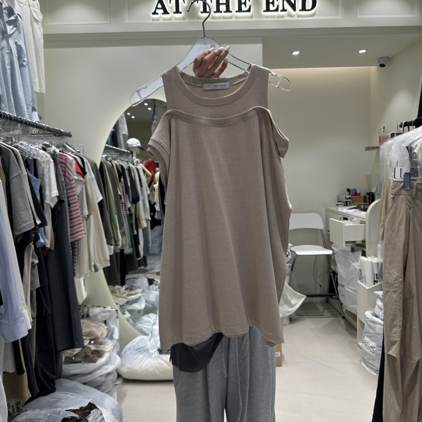 AT THE END東大門㊣直郵女士新款真品推薦吊帶背心假兩件AT THE END吊帶/背心圖色2